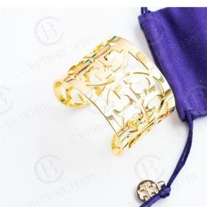 TORY BURCH Reva cuff bracelet in gold. New